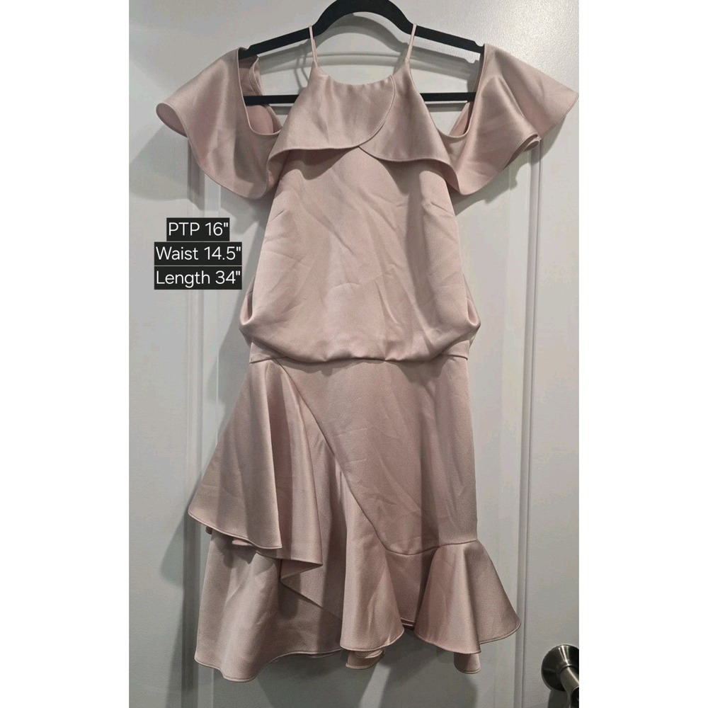 Halston Heritage Halter Dress Worn Cold Shoulder Or Flounce Light Pink Size 2